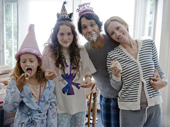 Iris Apatow, Maude Apatow, Paul Rudd, and Leslie Mann in "This Is 40"