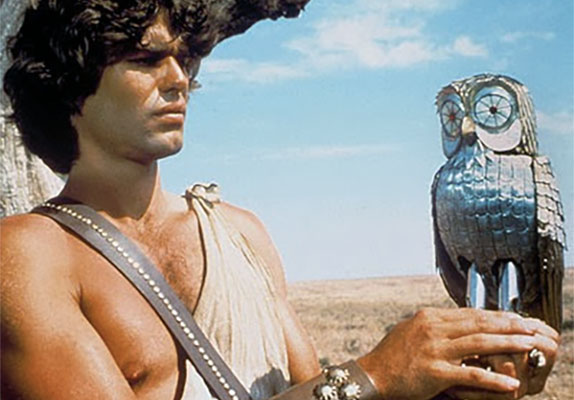 Harry Hamlin and Bubo from "The Clash of the Titans" (1981)