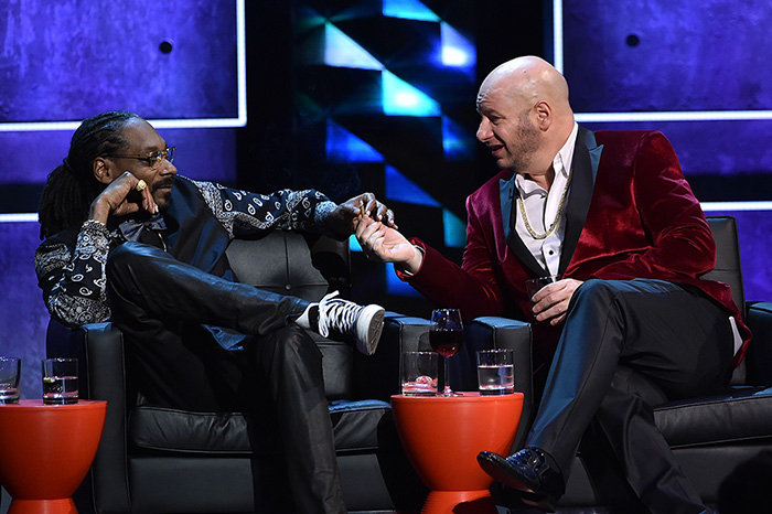 Snoop Dogg and Jeff Ross at a Comedy Central roast in 2015.