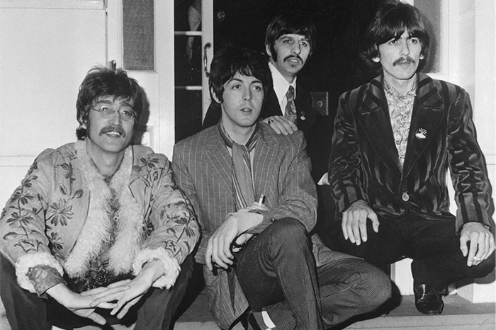 The Beatles at their manager Brian Epstein's home in May 1967.