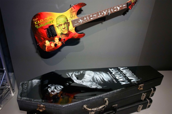 One of Kirk's guitars featuring Boris Karloff as 