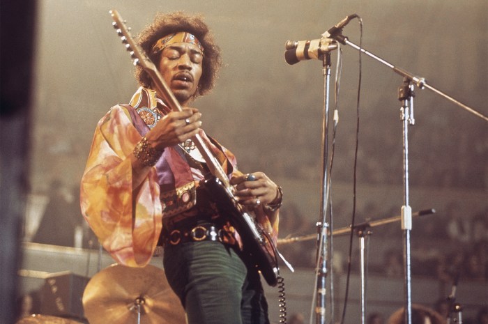 Jimi Hendrix performing in 1969