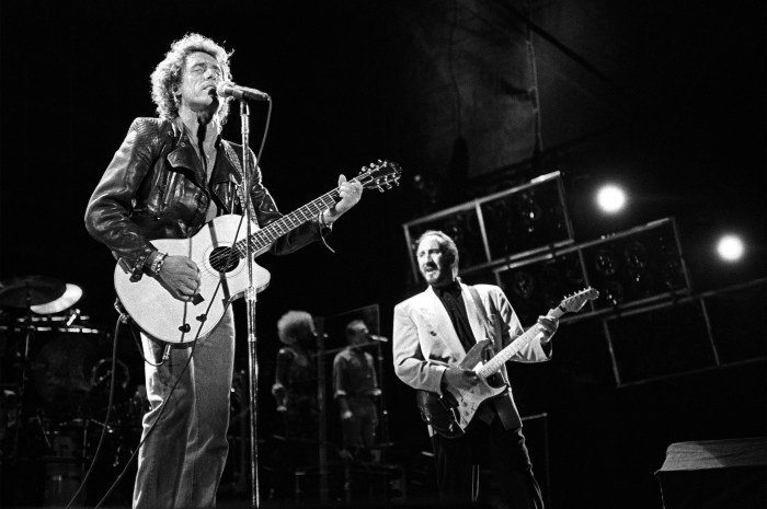 Roger Daltrey and Pete Townshend of the Who perform at New York's Madison Square Garden on July 18, 1996