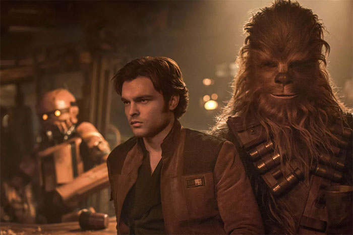 Han Solo and Chewbacca meet for the first time in “Solo: A Star Wars Story” (2018)