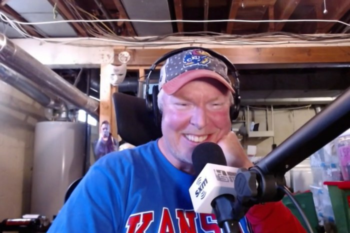 Richard Christy wearing his University of Kansas Jayhawks hat—which has yet to be tainted.