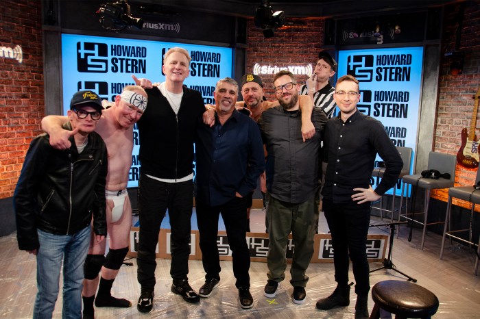 Medicated Pete, Michael Rapaport, and the Stern Show staff take a group photo